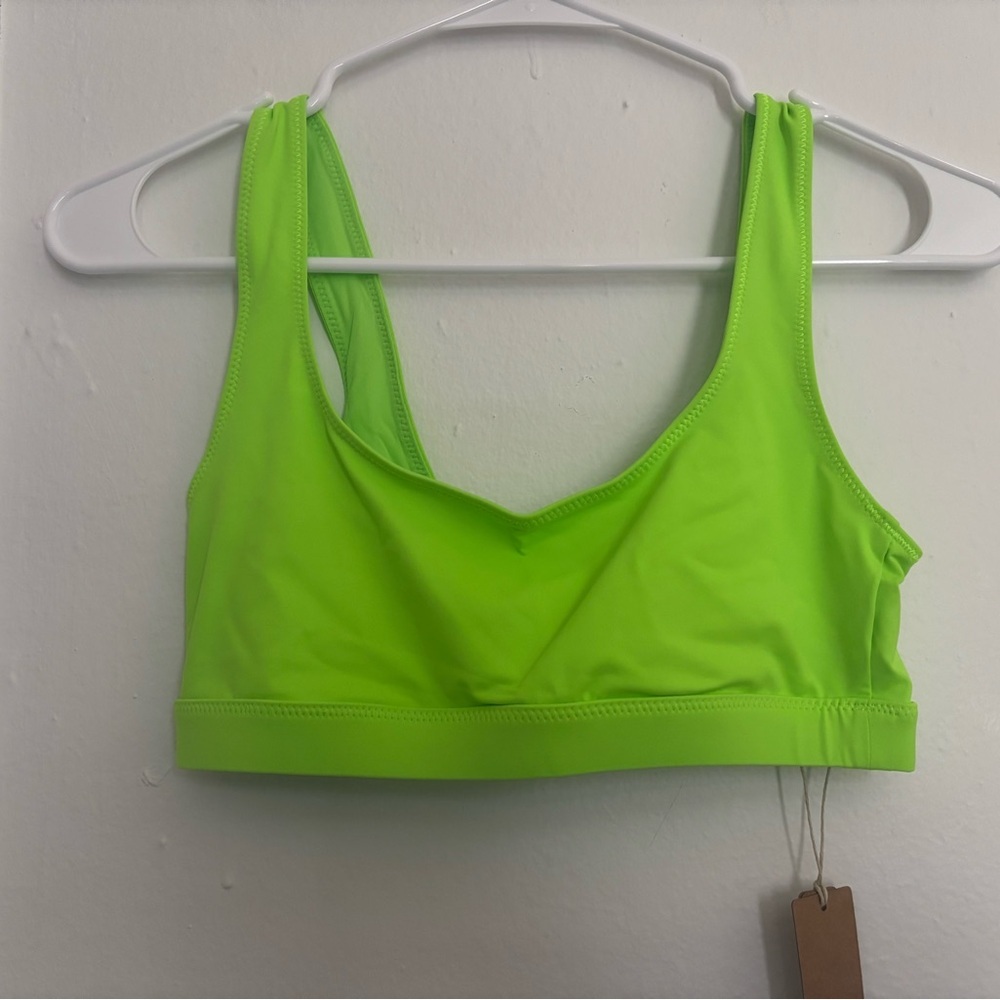Skims Recycled Swim Tank Bikini Top In Neon Green - XS